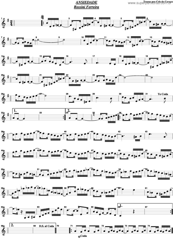 Partitura da música Ansiedade v.2