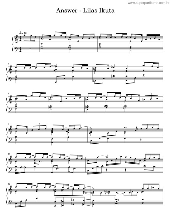 Partitura da música Answer – Lilas Ikuta