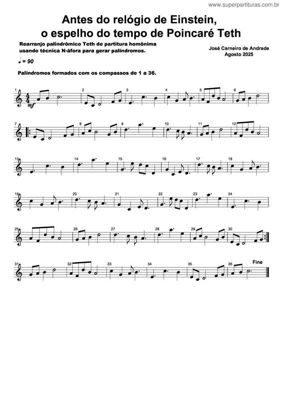 Partitura da música Antes Do Relógio De Einstein, O Espelho Do Tempo De Poincaré Teth