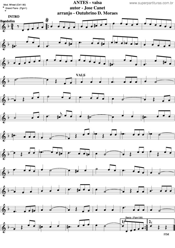 Partitura da música Antes v.2