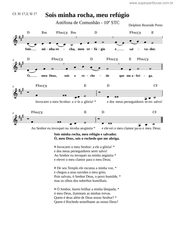 Partitura da música Antífona Da Comunhão – 10ª Semana Do Tempo Comum – Sois Minha Rocha, Meu Refúgio