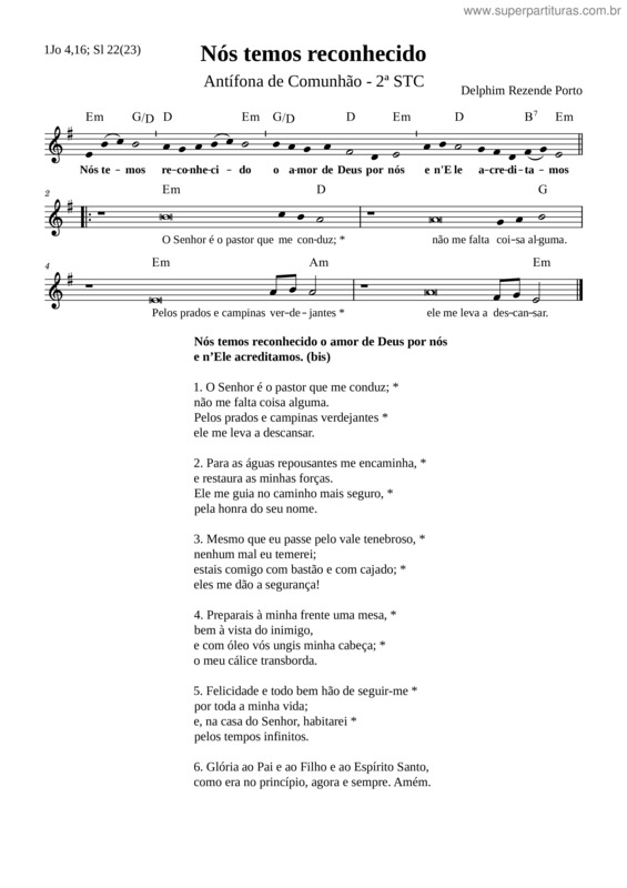 Partitura da música Antífona Da Comunhão – 2ª Semana Do Tempo Comum – Nós Temos Reconhecido