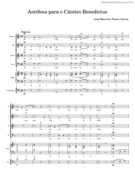 Partitura da música Antífona Para O Cântico Benedictus – José Maurício Nunes Garcia v.2