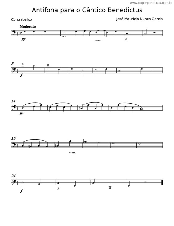 Partitura da música Antífona Para O Cântico Benedictus – José Maurício Nunes Garcia