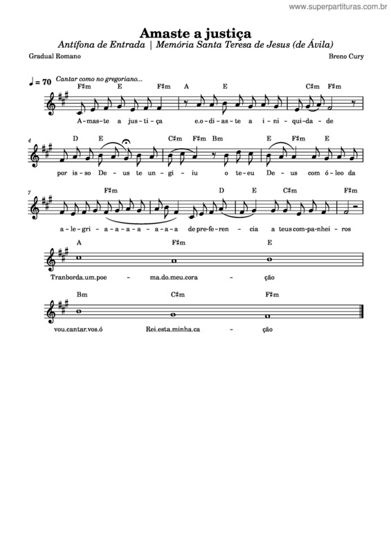 Partitura da música Antífonas Santa Teresa De Jesus – Breno Cury