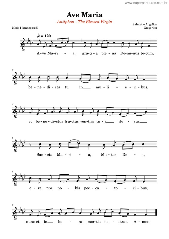 Partitura da música Antiphon – Marian – Ave Maria – Gregorian
