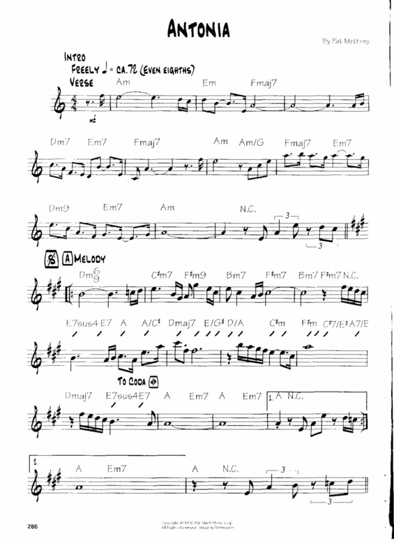 Partitura da música Antonia