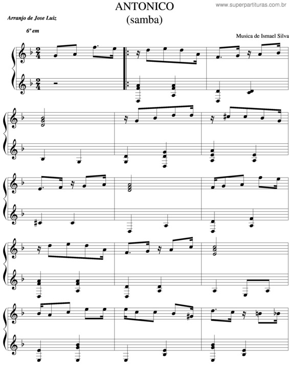 Partitura da música Antonico