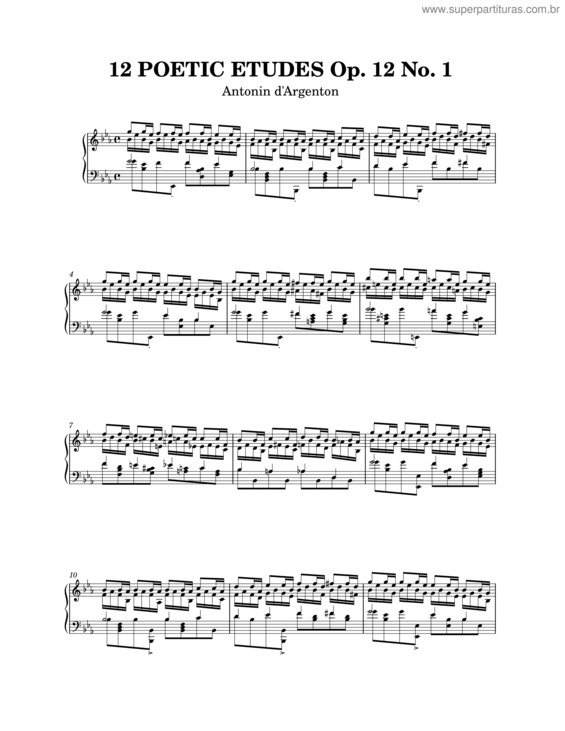 Partitura da música Antonin D`Argenton – 12 Poetic Etudes Op. 12 No. 1
