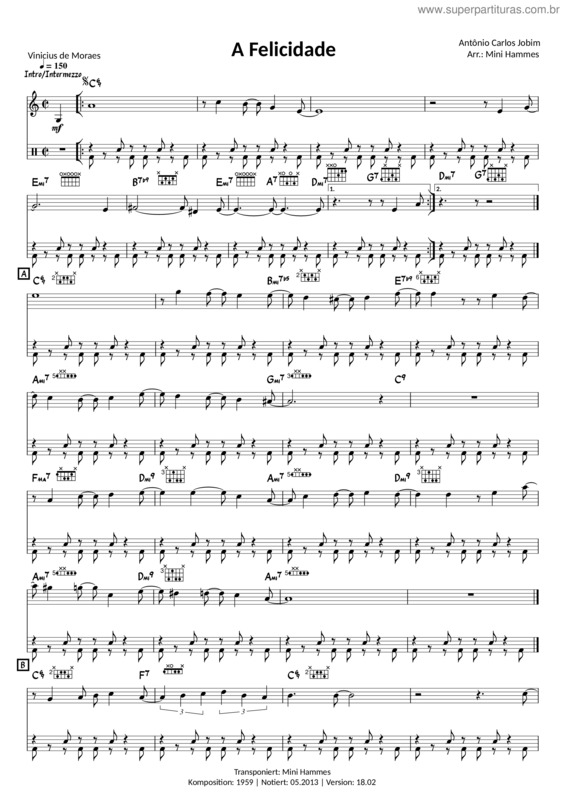 Partitura da música Antonio Carlos Jobim – A Felicidade v.2