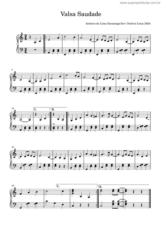 Partitura da música António De Lima Saramago, Valsa Saudade