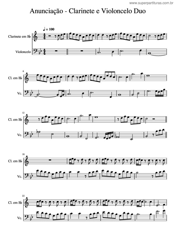 Partitura da música Anunciação – Alceu Valença – Contracanto