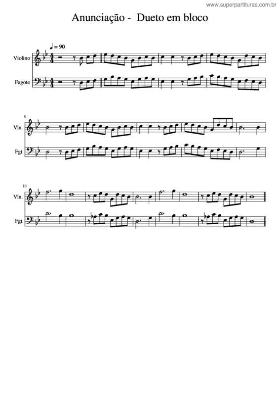 Partitura da música Anunciação – Alceu Valença – Dueto Em Bloco