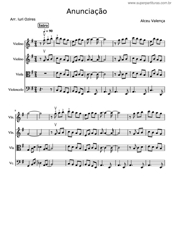 Partitura da música Anunciação – Alceu Valença Anunciação v.2