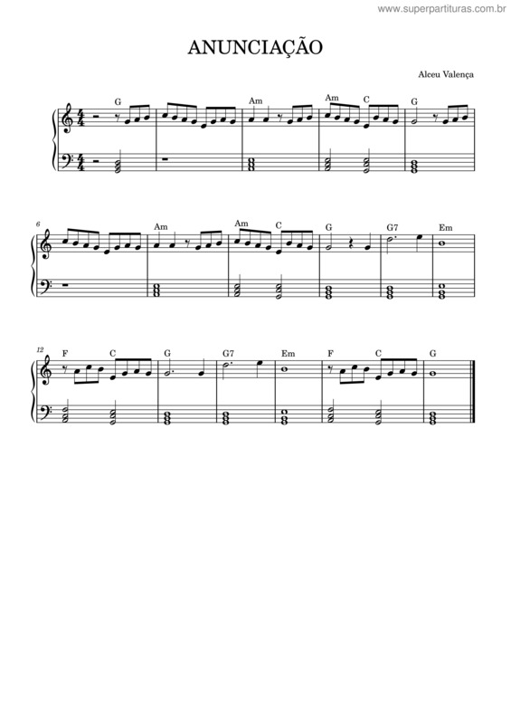 Partitura da música Anunciação – Alceu Valença Anunciação v.3