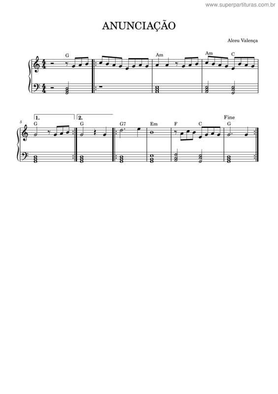 Partitura da música Anunciação – Alceu Valença Anunciação v.5