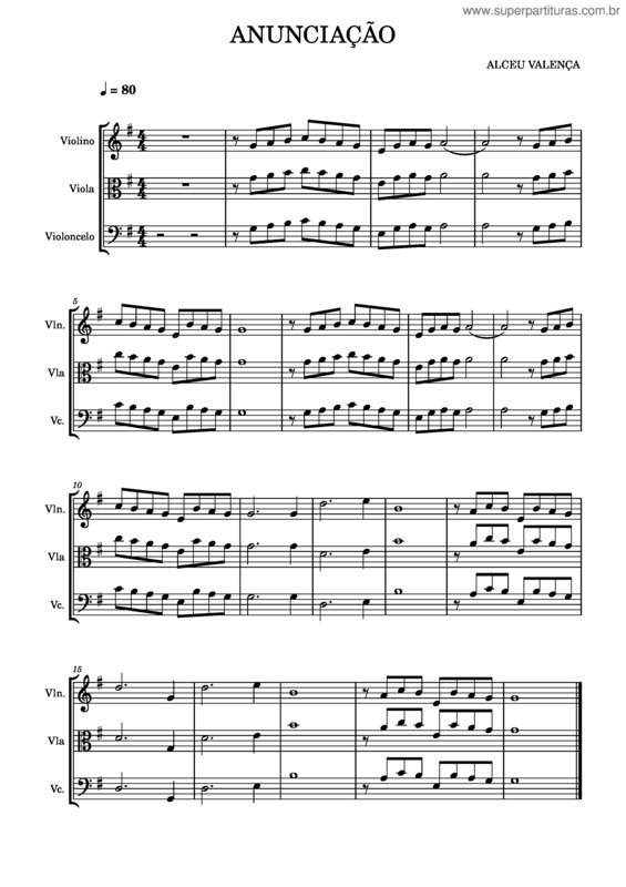 Partitura da música Anunciação – Alceu Valença Anunciação