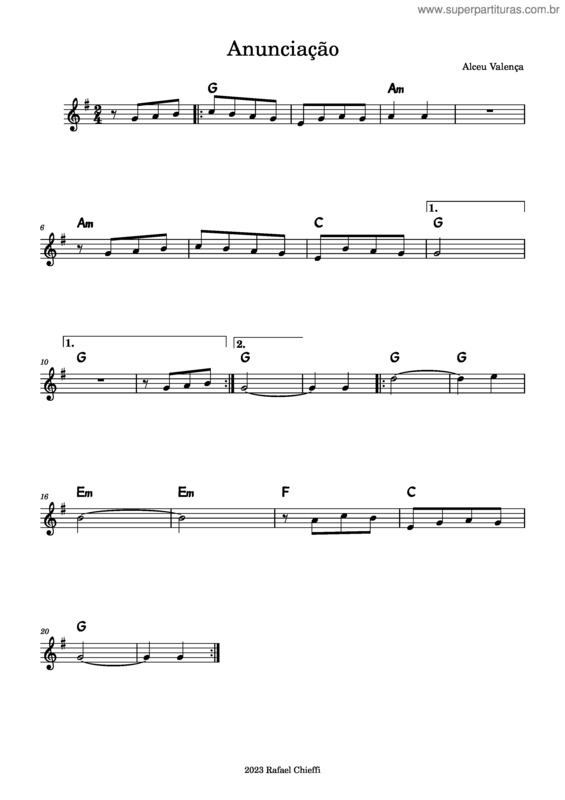 Partitura da música Anunciação – Alceu Valença v.10