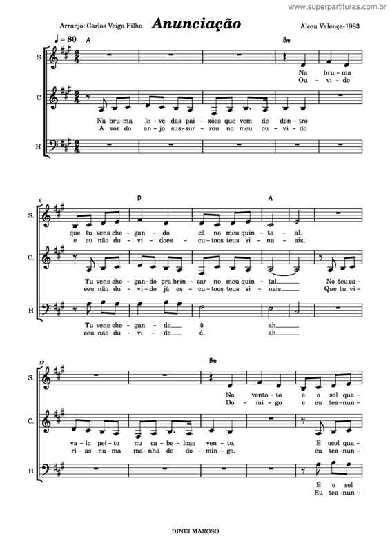 Partitura da música Anunciação – Alceu Valença v.2