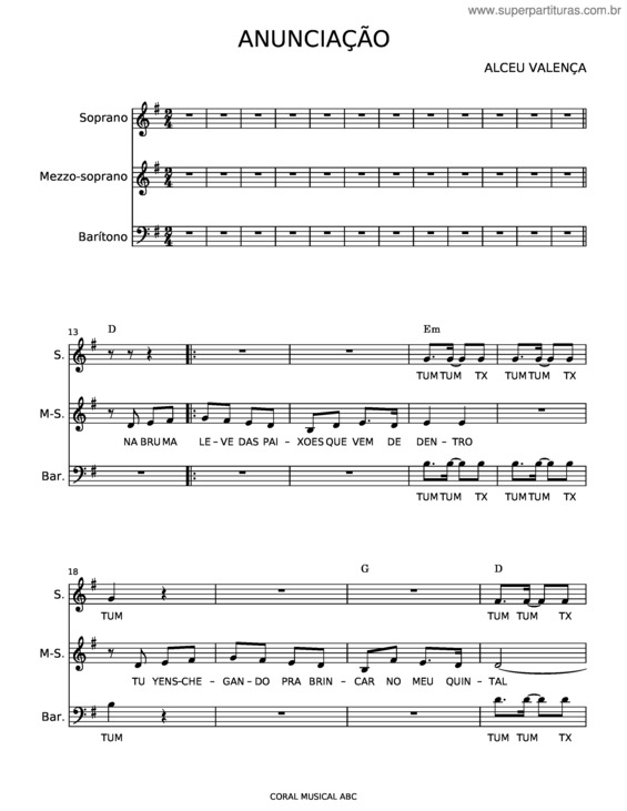 Partitura da música Anunciação – Alceu Valença v.20