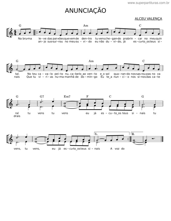 Partitura da música Anunciação – Alceu Valença v.26