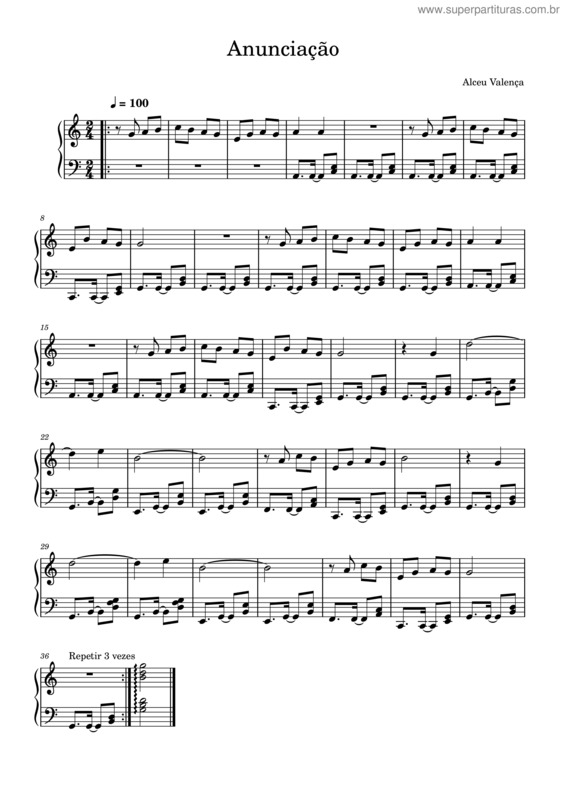 Partitura da música Anunciação – Alceu Valença v.35