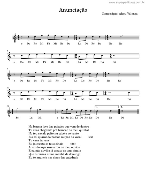 Partitura da música Anunciação – Alceu Valença v.40
