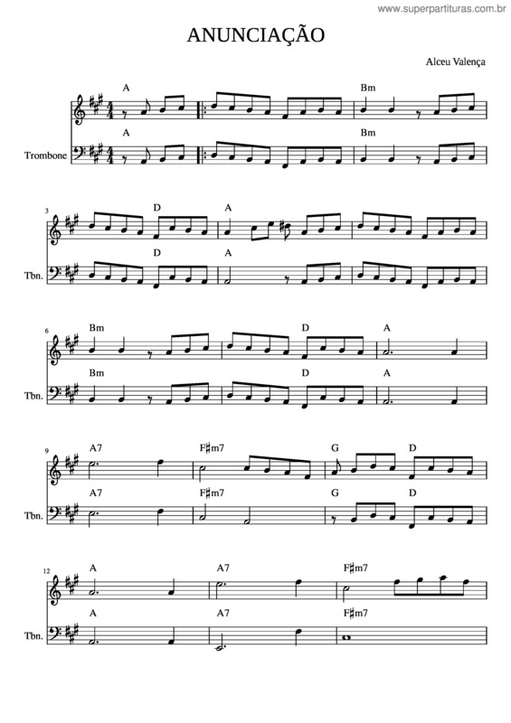 Partitura da música Anunciação – Arranjo Violino E Trombone
