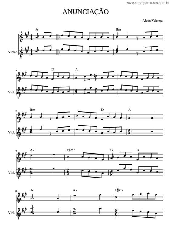 Partitura da música Anunciacao – Bloco