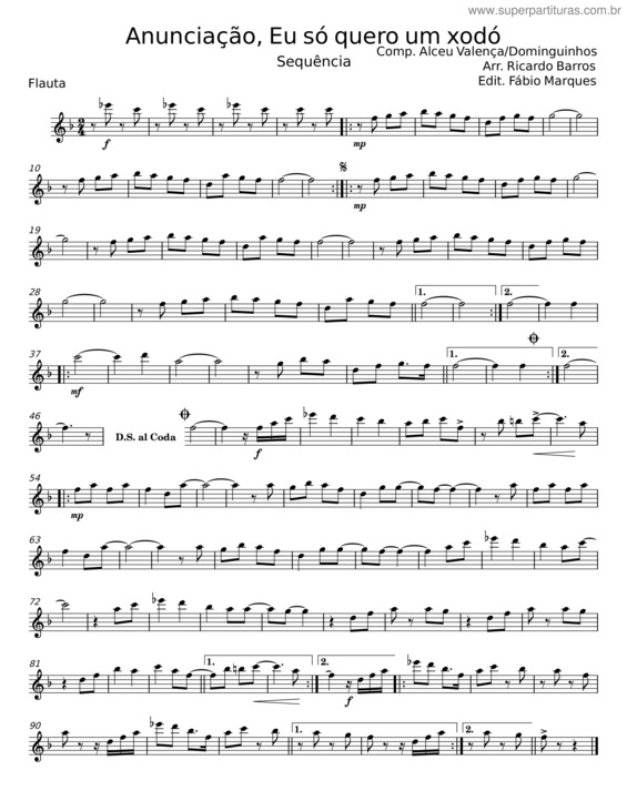 Partitura da música Anunciação, Eu Só Quero Um Xodó – Alceu Valença v.2