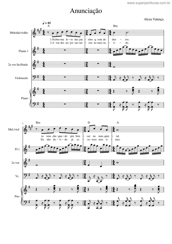 Partitura da música Anunciação 2024 – Mahess