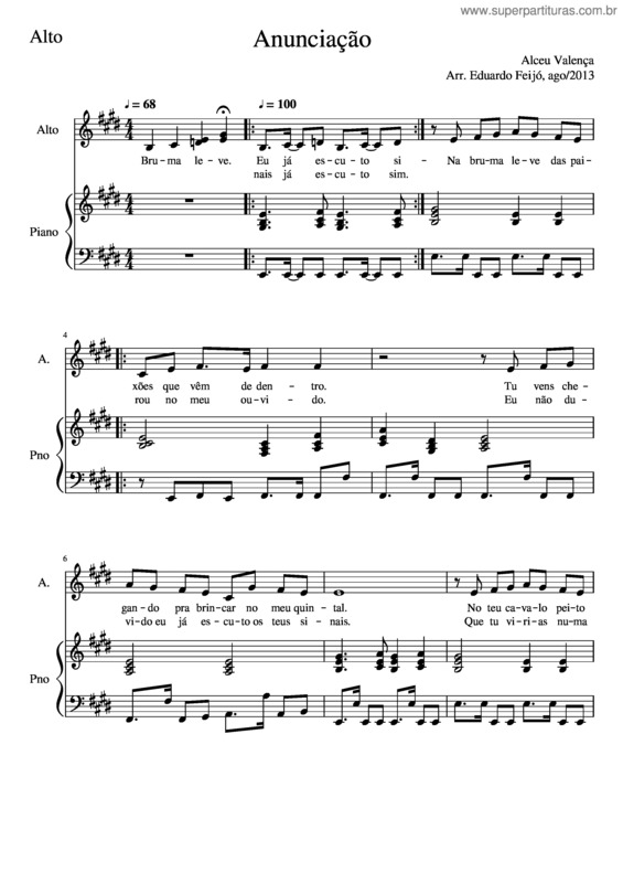 Partitura da música Anunciação–Alto