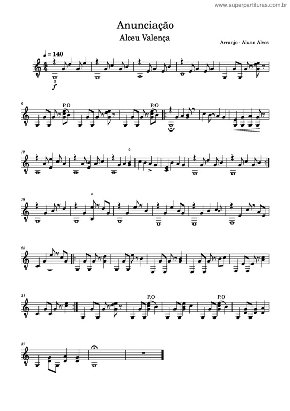 Partitura da música Anunciação Arranjo v.2