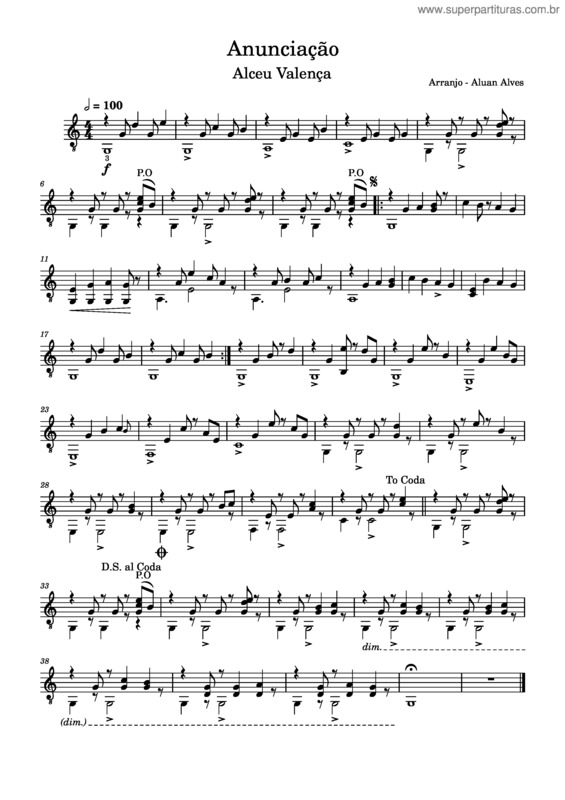 Partitura da música Anunciação Arranjo v.3
