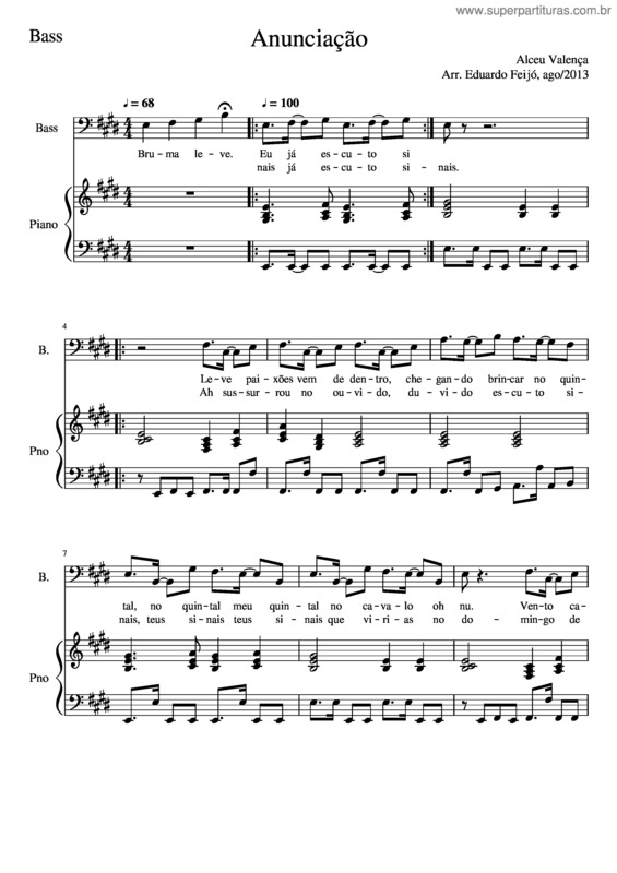 Partitura da música Anunciação–Bass