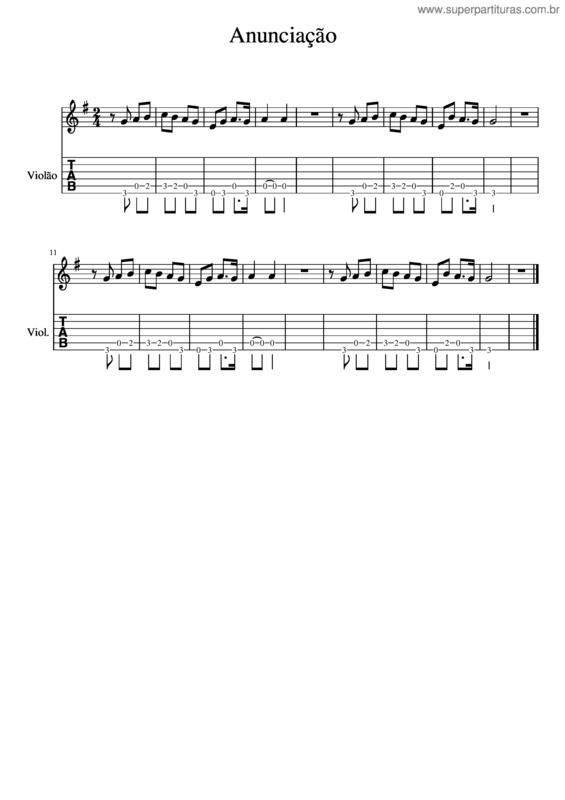 Partitura da música Anunciação Intro Tab