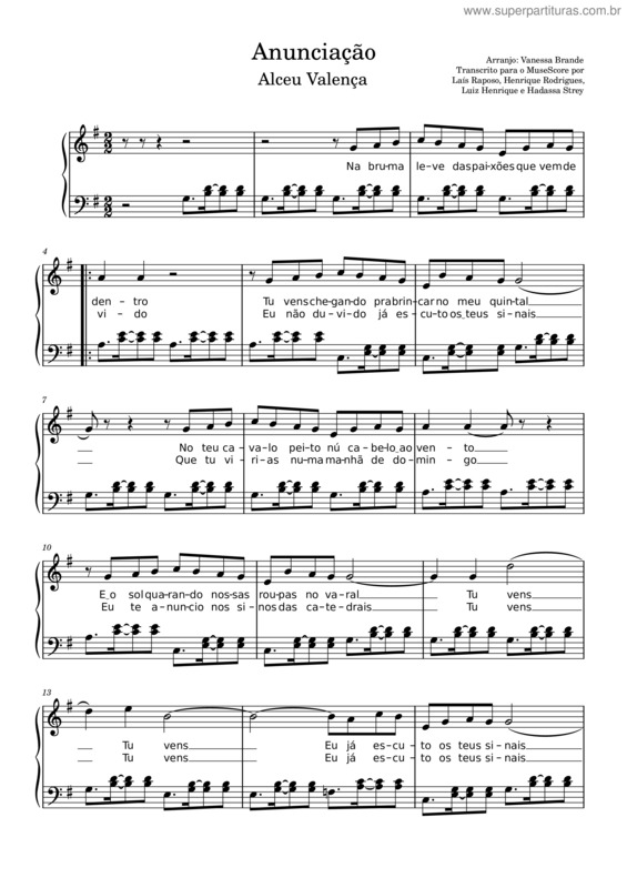 Partitura da música Anunciação Partitura –