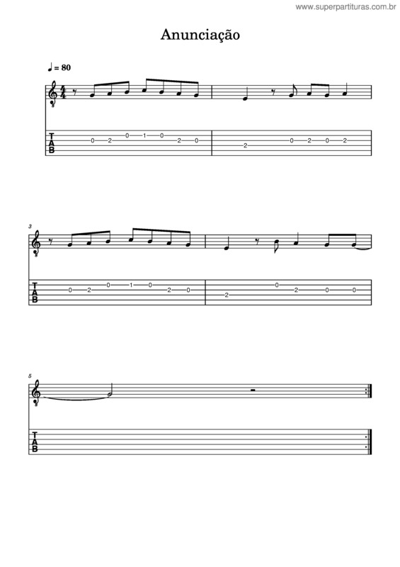 Partitura da música Anunciação Solo