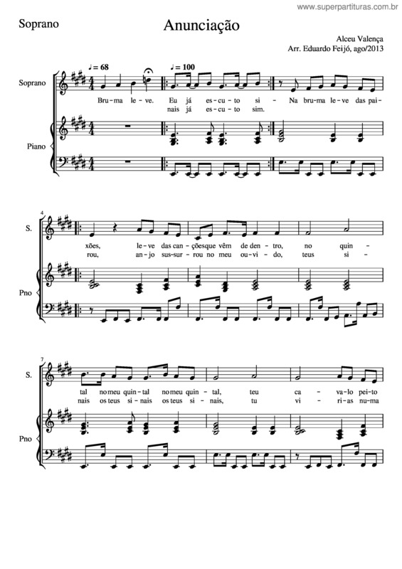 Partitura da música Anunciação–Soprano