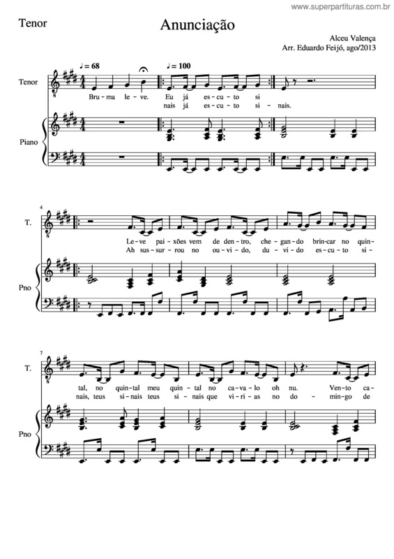 Partitura da música Anunciação–Tenor