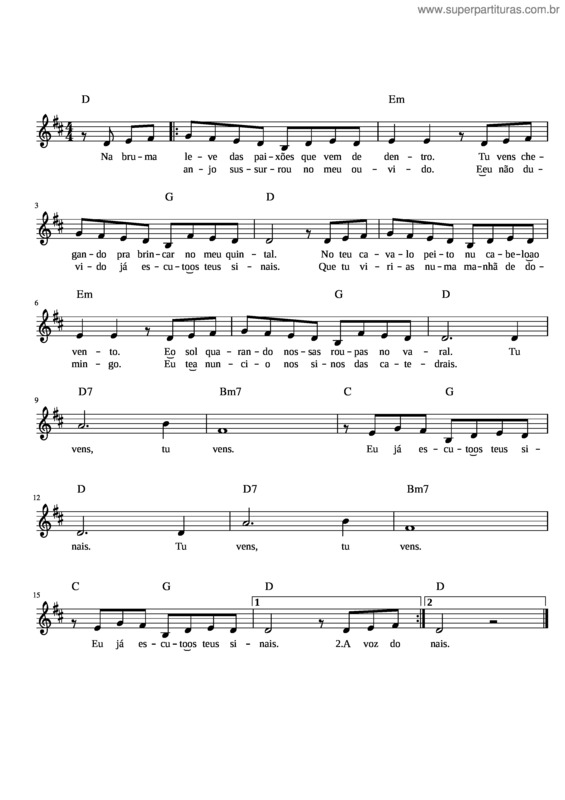 Partitura da música Anunciação v.11