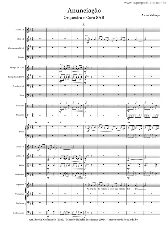 Partitura da música Anunciação v.12