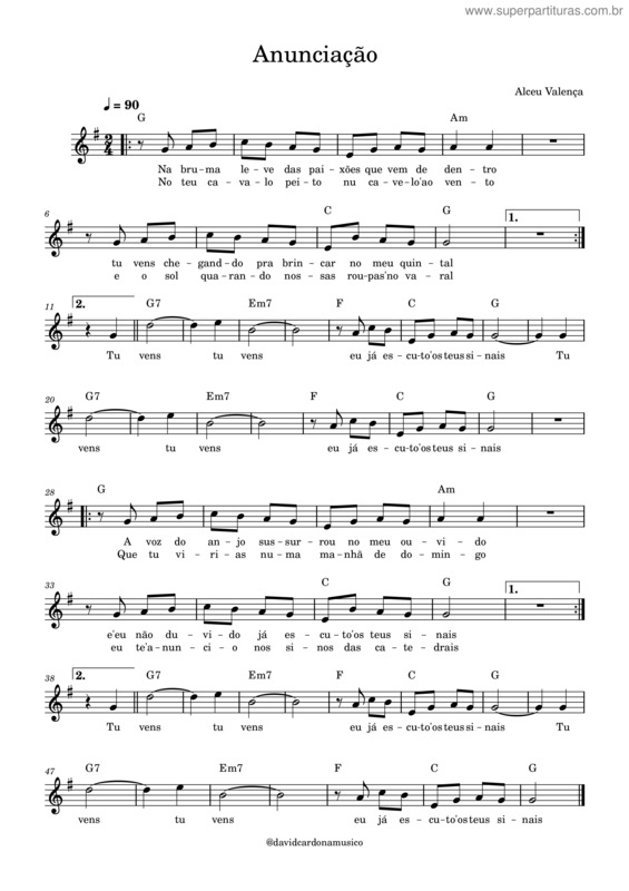 Partitura da música Anunciação v.13