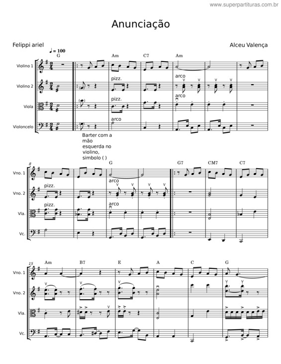 Partitura da música Anunciação v.17
