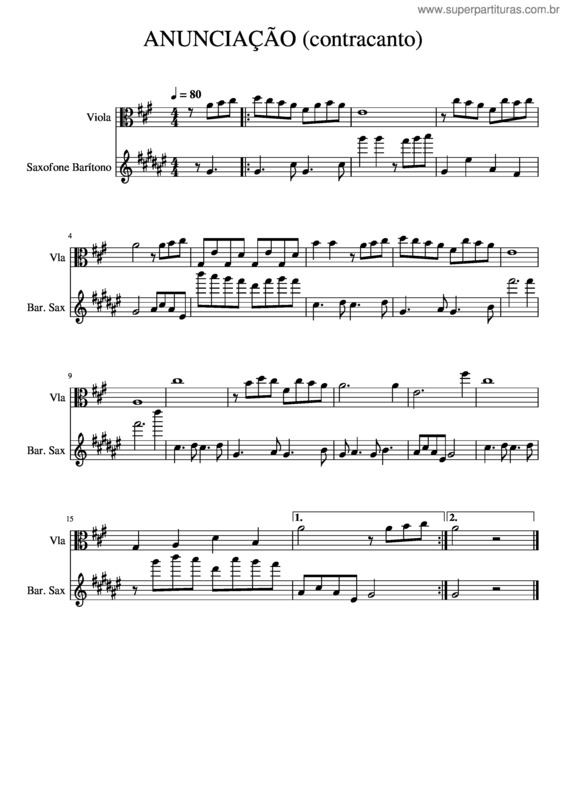 Partitura da música Anunciação v.22
