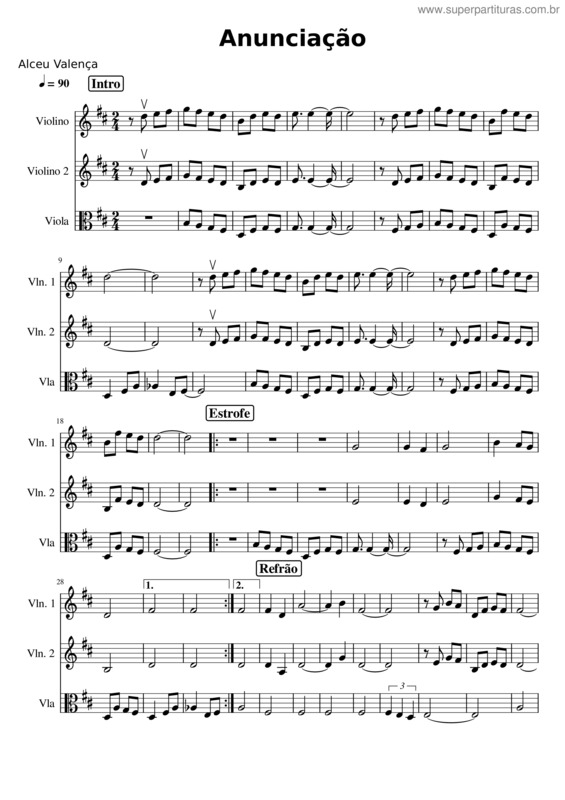 Partitura da música Anunciação v.23