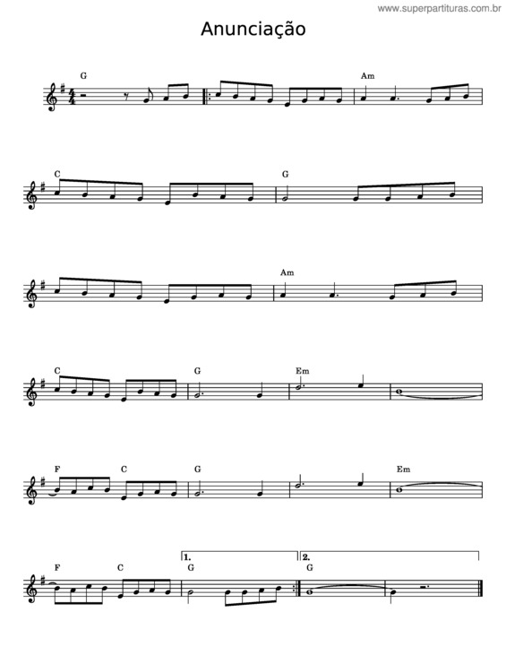 Partitura da música Anunciação v.24