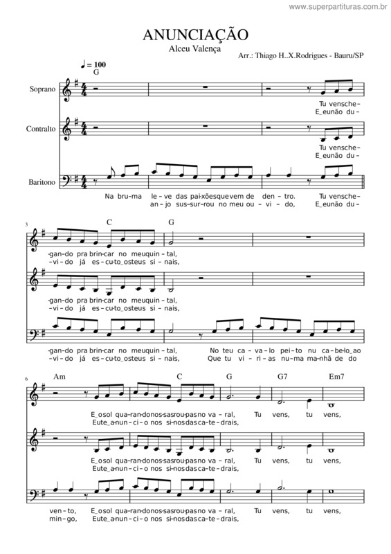 Partitura da música Anunciação v.25