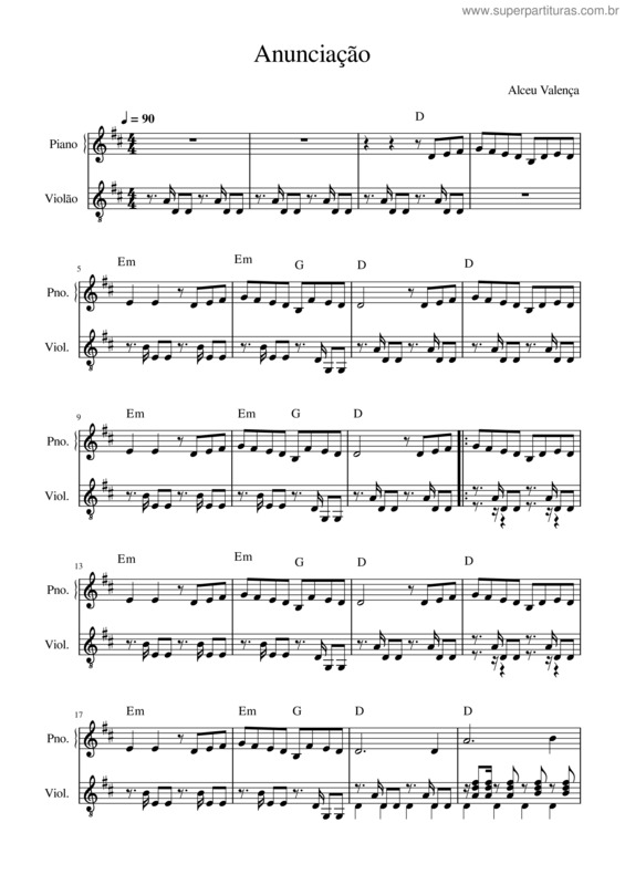Partitura da música Anunciação v.26
