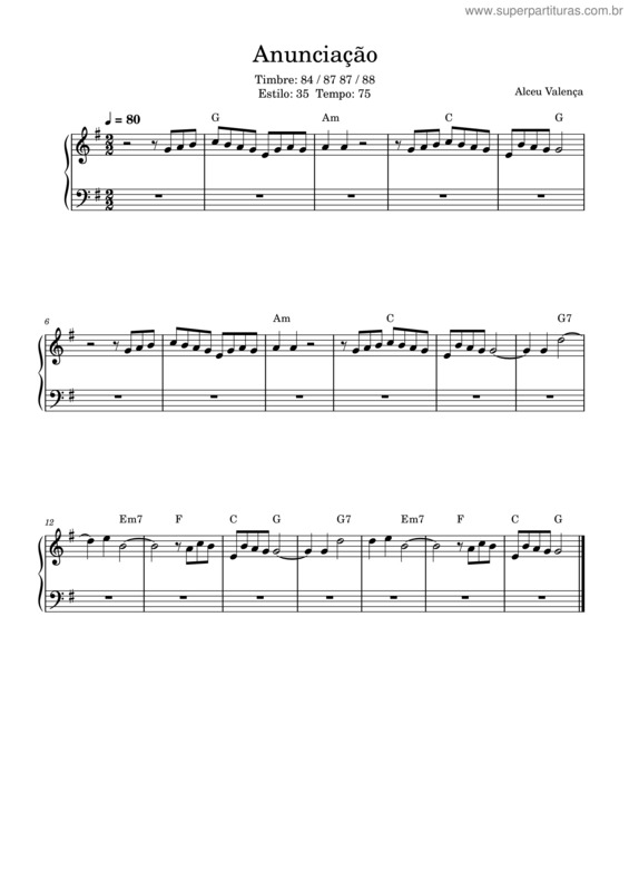 Partitura da música Anunciação v.27